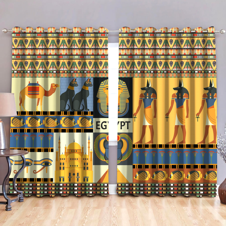 Ancient Egyptian Mythology Culture 3D Thermal Grommet Window Curtains