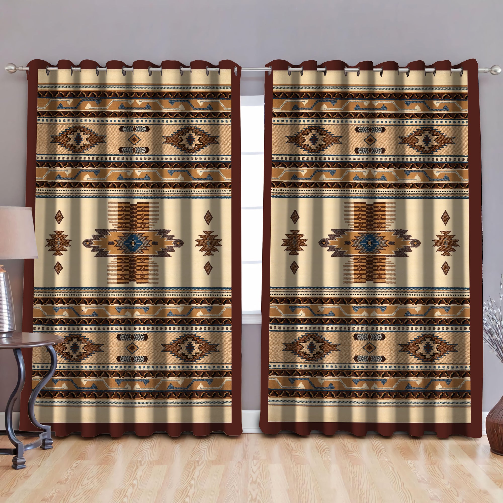 Native American Pattern 3D All Over Printed Window Curtains