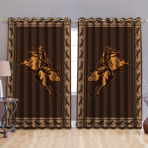 Bull Riding 3D All Over Printed Window Curtains Rodeo Pattern