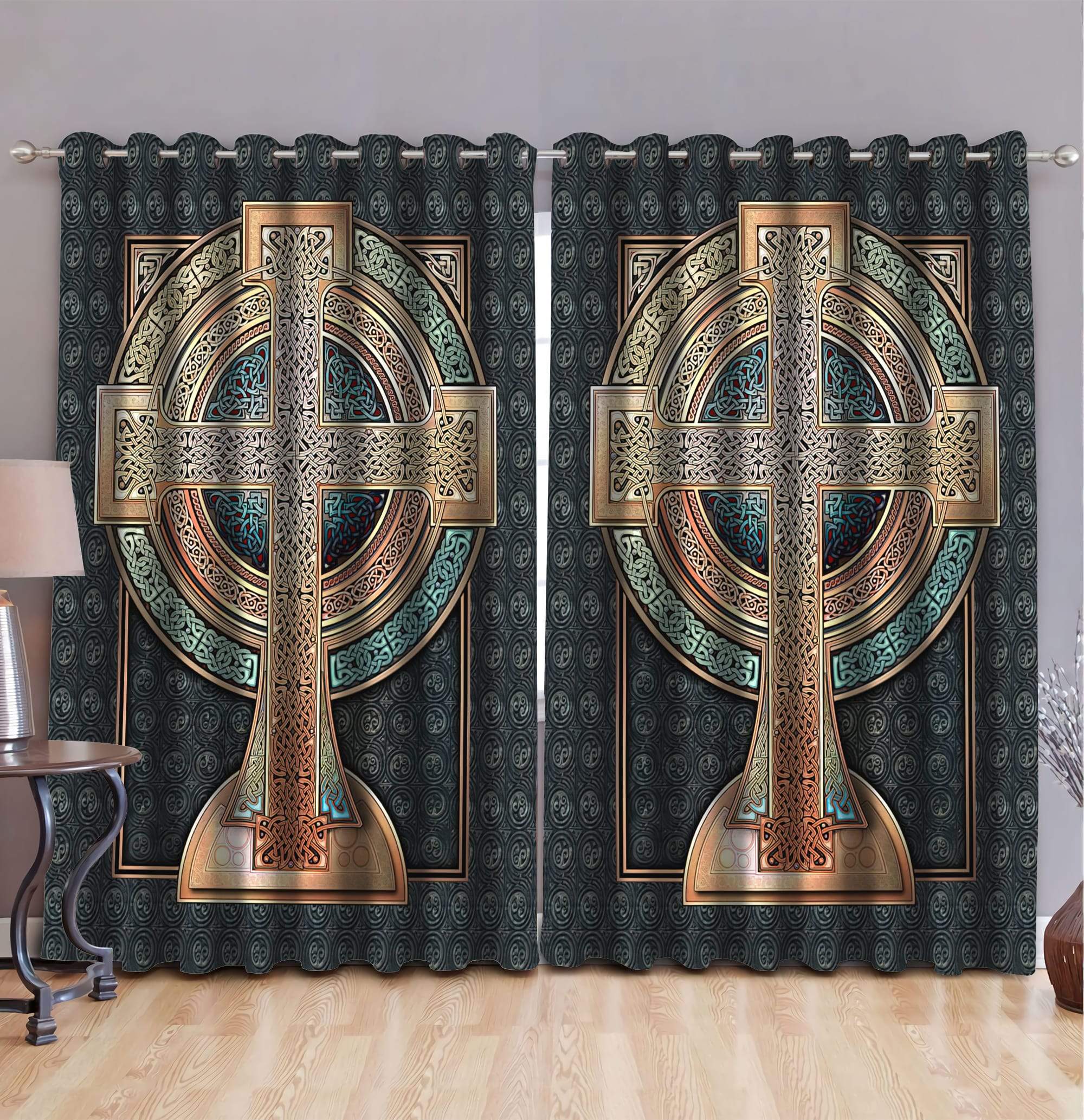 Celtic 3D All Over Printed Window Curtains