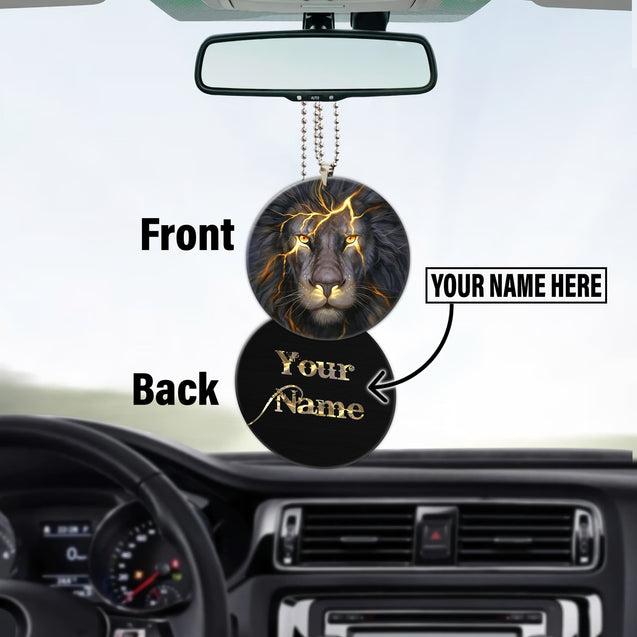 Customized Name Lion Warrior Unique Design Car Hanging Ornament