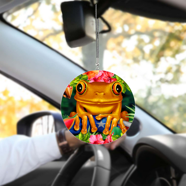 Floral Coqui Puerto Rico Coqui Unique Design Car Hanging Ornament