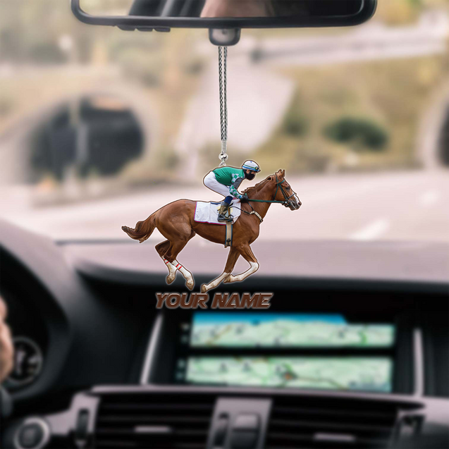 Personalized Name Horse Racing Car Hanging Ornament