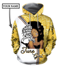 June Girl Personalized Name 3D All Over Printed Hoodie