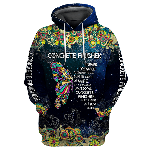 Wife of Concrete Finisher butterfly pattern combo legging hoodie