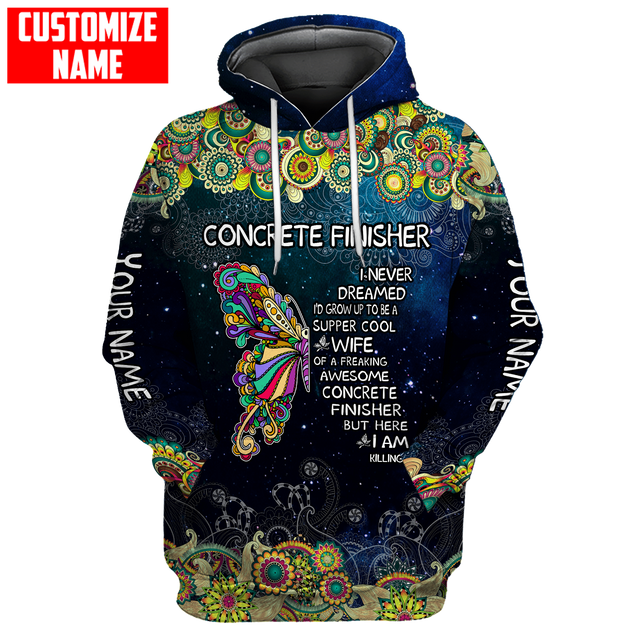 Wife of Concrete Finisher Custom name butterfly pattern combo legging hoodie