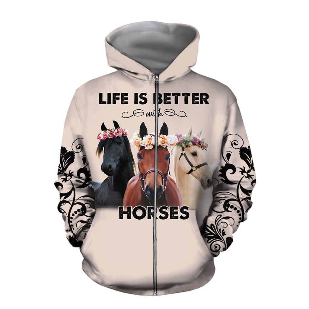 Life is Better with Horses 3D All Over Printed Shirts