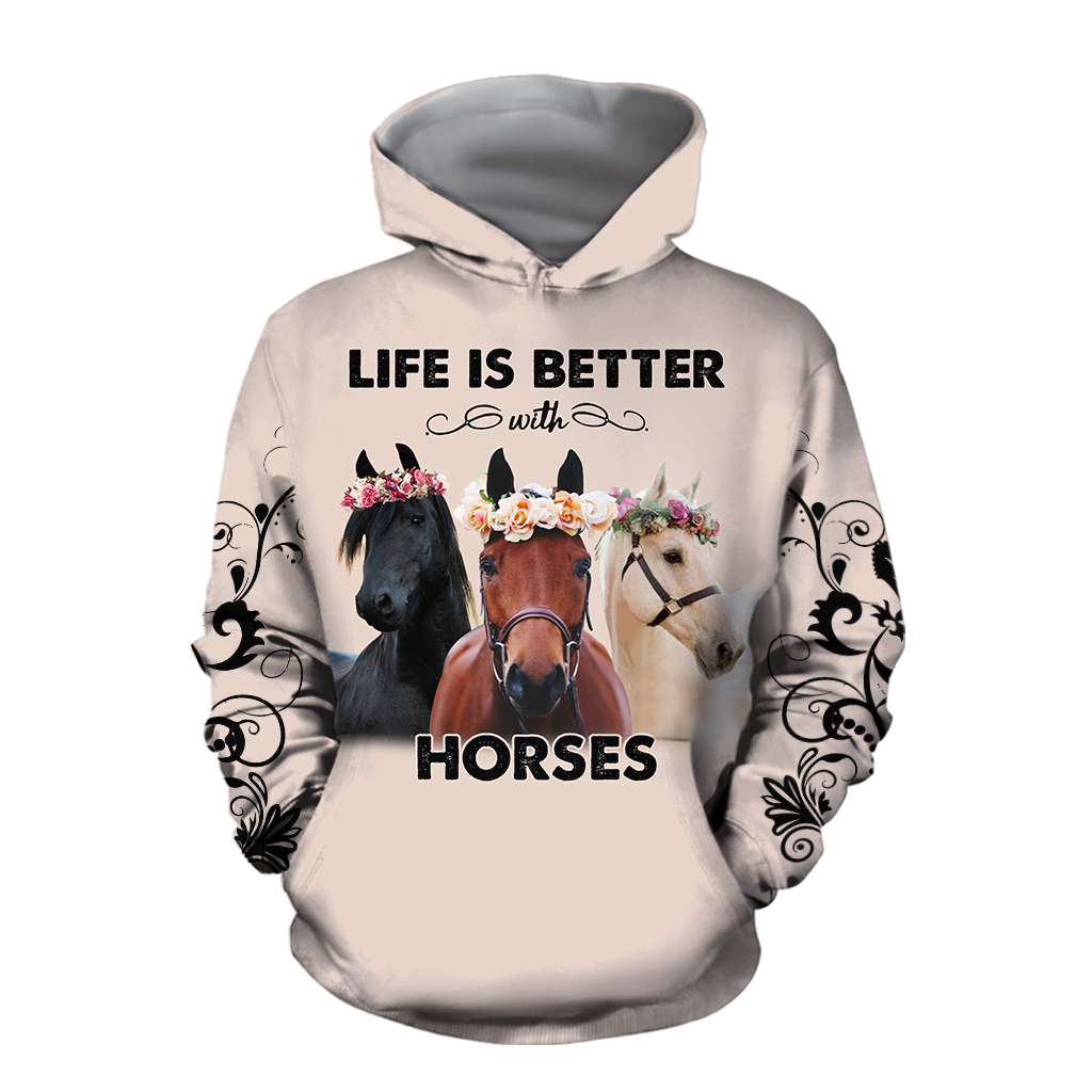 Life is Better with Horses 3D All Over Printed Shirts