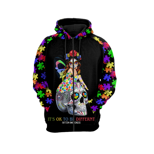 3D All Over Printed Autism Awareness -Cute Skull  Unisex Shirts XT