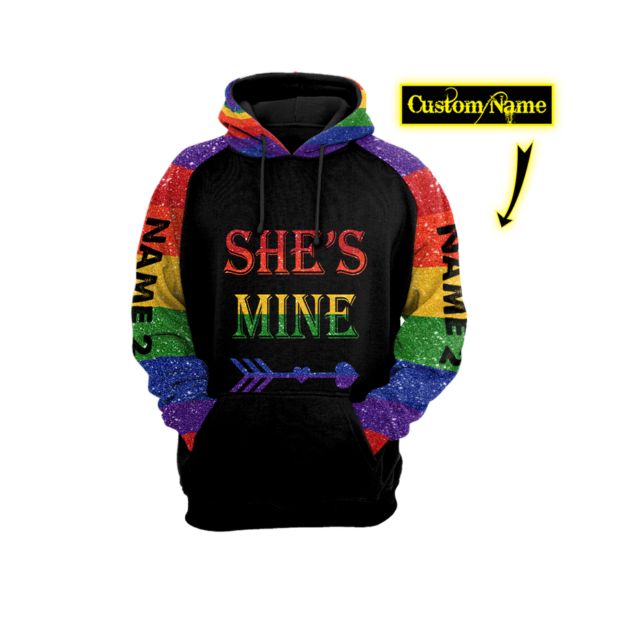 Love Gift Couple RAINBOW All Over Printed Unisex Shirts 2N Custom Name XT