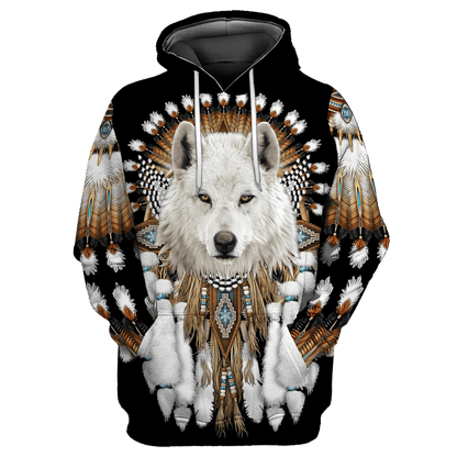 Love Wolf Native American 3D All Over Printed Shirts for Women