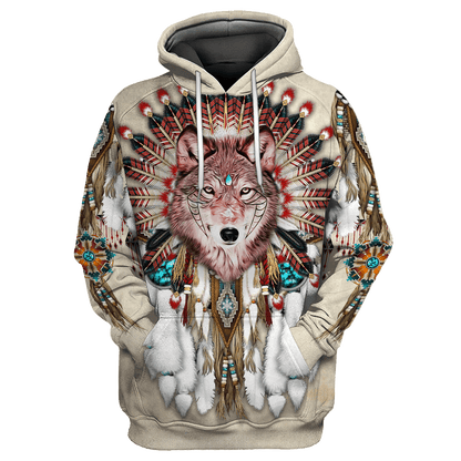 Love Wolf Native American 3D All Over Printed Shirts for Women