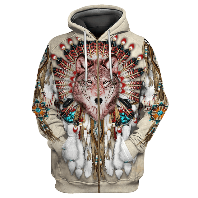 Love Wolf Native American 3D All Over Printed Shirts for Women