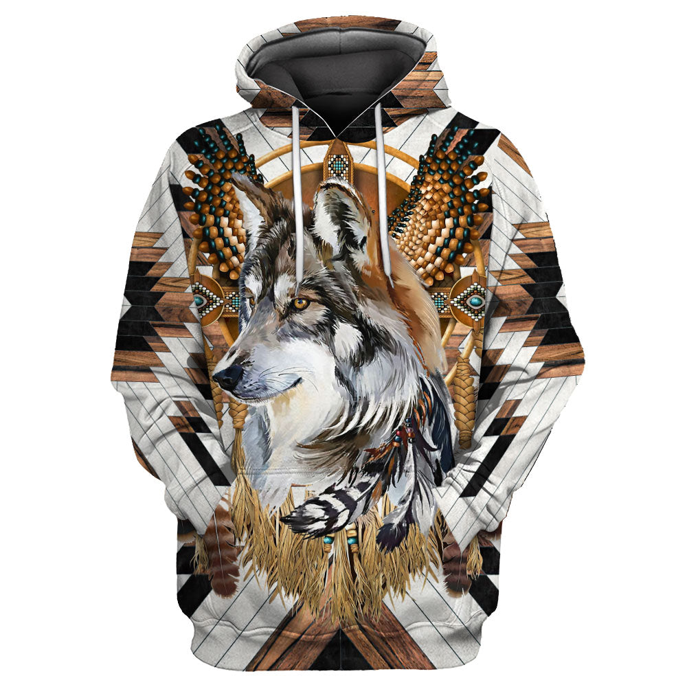 Love Wolf Native American 3D All Over Printed Shirts for Women