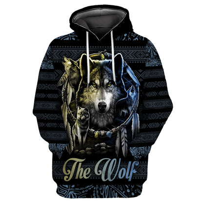Love Wolf Native American 3D All Over Printed Shirts for Women