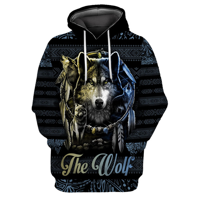 Love Wolf Native American 3D All Over Printed Shirts for Women