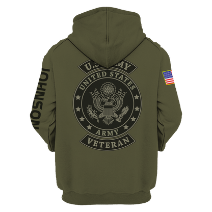 US Veteran Persionalized Name 3D All Over Printed Unisex Hoodie