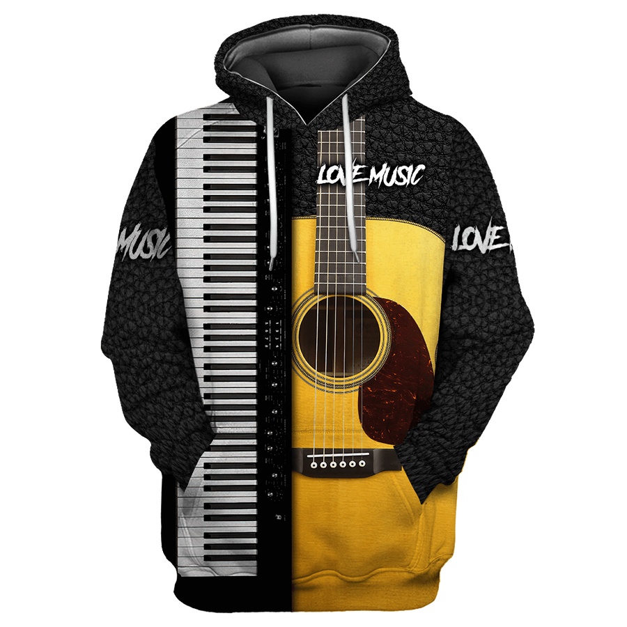 Piano Guitar Musical Instrument 3D All Over Printed Hoodie For Men And Women