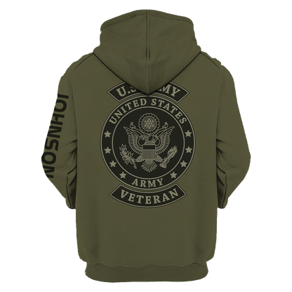 US Veteran Persionalized Name 3D All Over Printed Unisex Hoodie