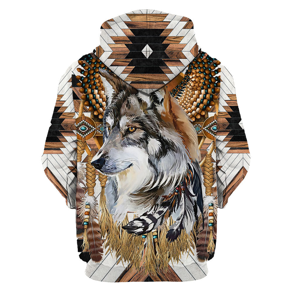 Love Wolf Native American 3D All Over Printed Shirts for Women