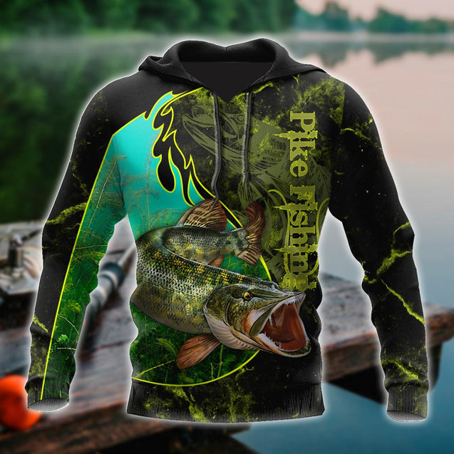 Northern Pike fishing underwater Yinyang camo 3d print shirts