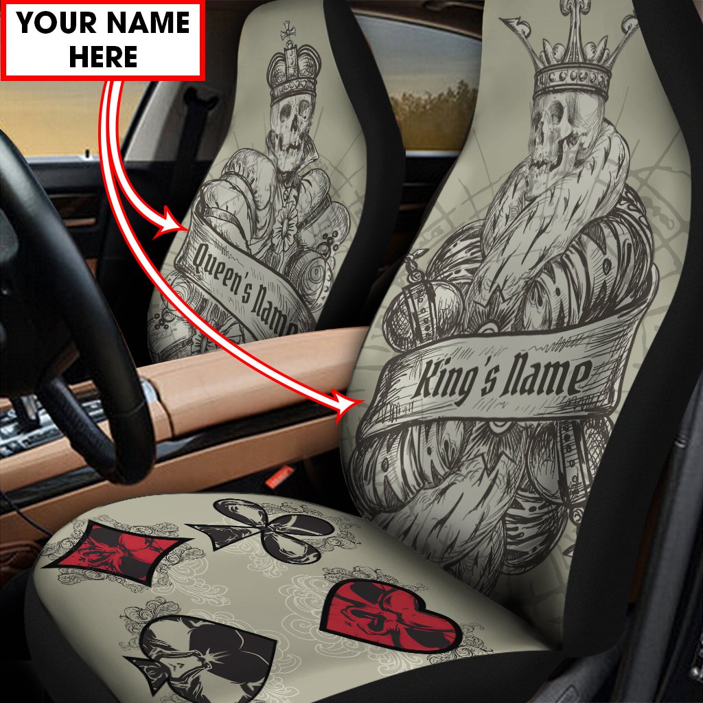 Customize Name Couple Skull Car Seat Cover AM29042105