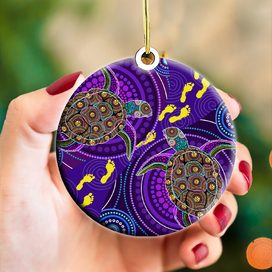 Aboriginal Purple Turtles Dreamtime Christmas Ornaments