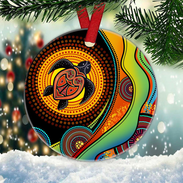 Aboriginal art Green Turtle Christmas Ornaments