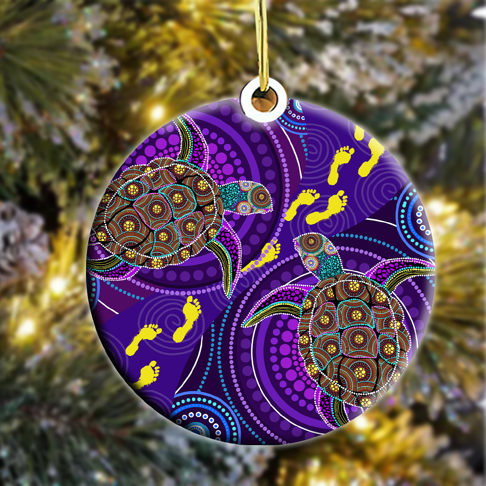 Aboriginal Purple Turtles Dreamtime Christmas Ornaments