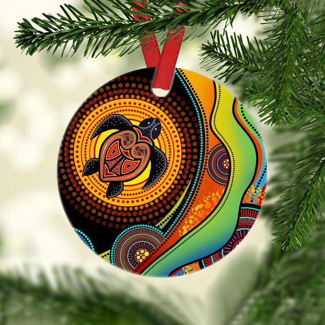 Aboriginal art Green Turtle Christmas Ornaments