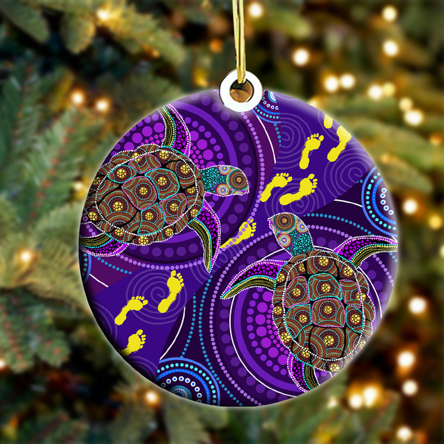 Aboriginal Purple Turtles Dreamtime Christmas Ornaments