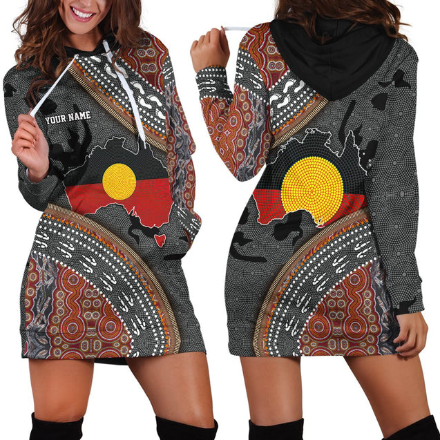 Custom name Aboriginal dots Zip pattern 3D design printed Dress for women