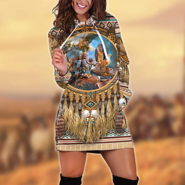 Owl Native American 3D All Over Printed Hoodie Dress