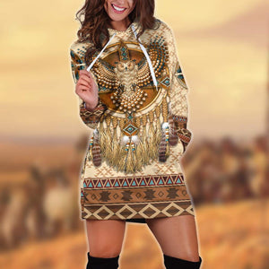 Owl Native American 3D All Over Printed Hoodie Dress