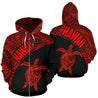 Hawaii Hoodie Turtle Mermaid Polynesian Wave - Red Hoodie-Apparel-Phaethon-Zipped Hoodie-S-Vibe Cosy™