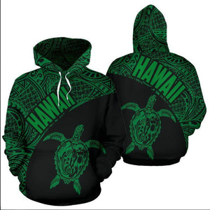 Hawaii Hoodie Turtle Mermaid Polynesian Wave - Green Hoodie-Apparel-Phaethon-Hoodie-S-Vibe Cosy™