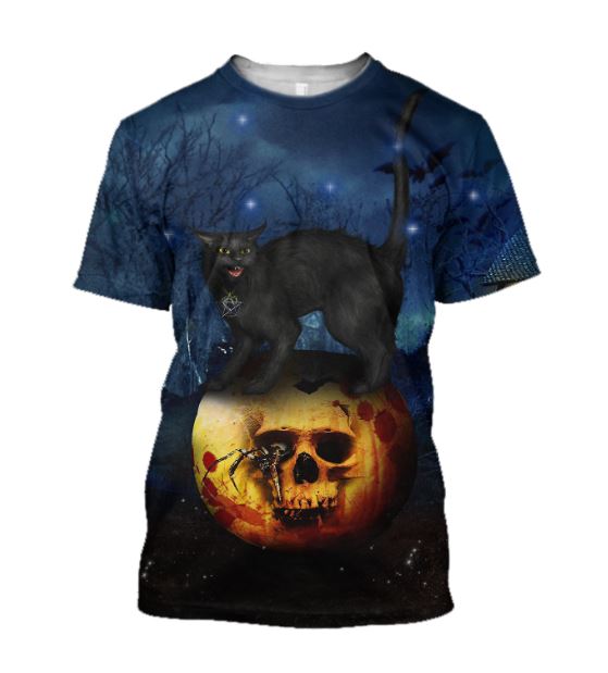 Halloween Skull Black Cat 3D For Men And Woman AM082022-LAM