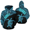 Hawaii Hoodie Turtle Mermaid Polynesian Wave - Blue Hoodie-Apparel-Phaethon-Zipped Hoodie-S-Vibe Cosy™