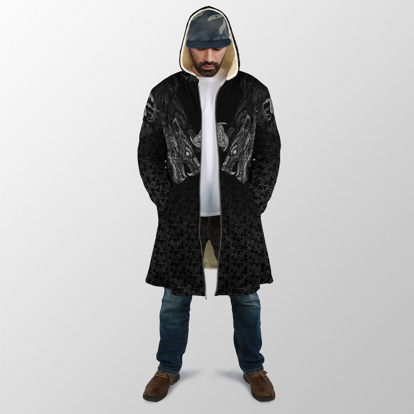 Fenrir Wolf Viking 3D All Over Printed Unisex Deluxe Hoodie ML