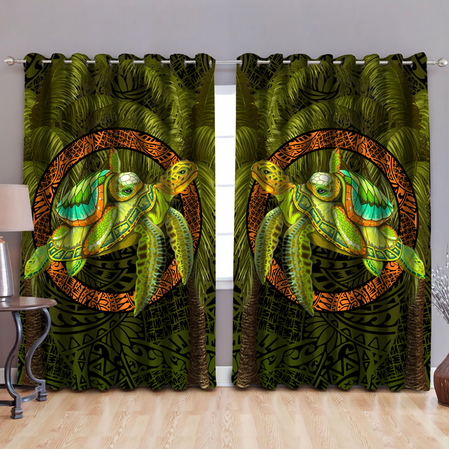 Premium Turtle Palm Tree Window Curtains