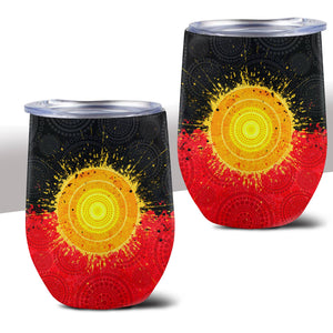 Aboriginal Flag Indigenous Sun Painting Art Wine Tumbler