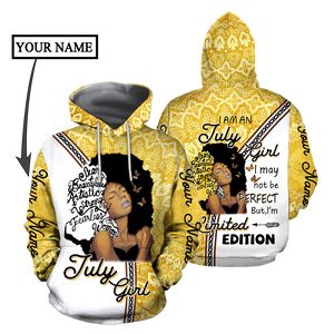 July Girl Personalized  Name 3D All Over Printed Hoodie