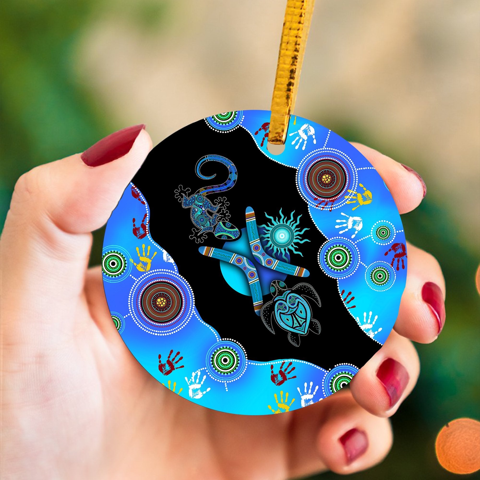 Aboriginal Naidoc Week 2021 Blue Turtle Lizard Christmas Ornaments