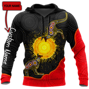 Custom name Aboriginal Flag Kangaroo Sunset Glow 3D Design shirts