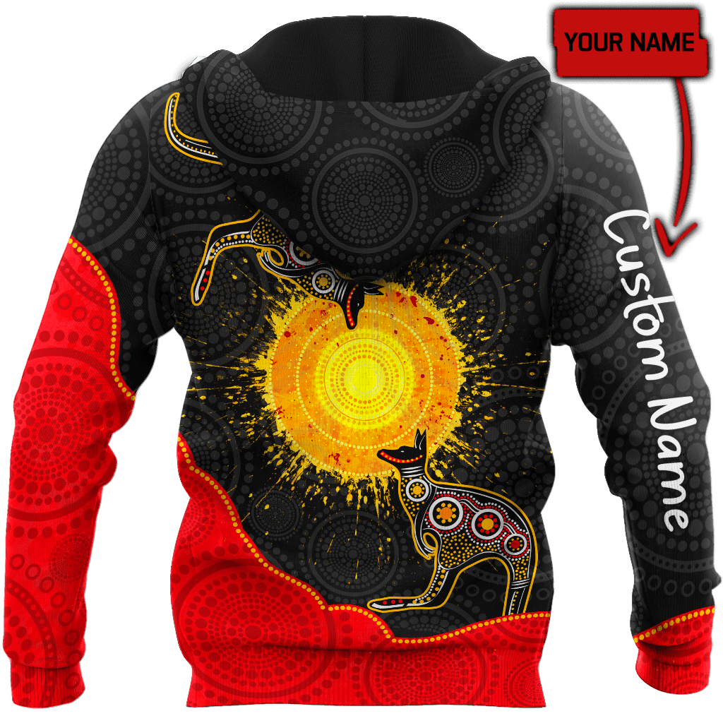 Custom name Aboriginal Flag Kangaroo Sunset Glow 3D design summer shirts