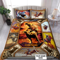Personalized Name Bull Riding Bedding Set Rodeo Art