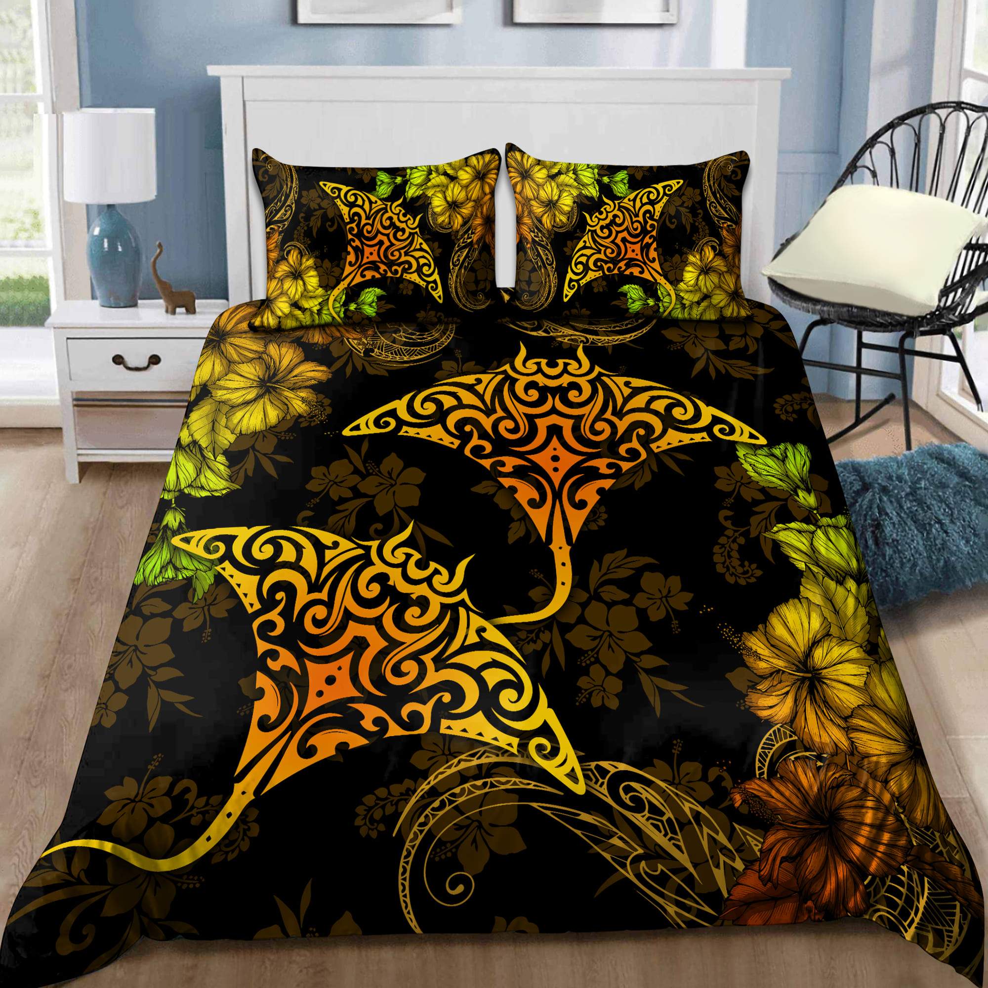 Beautiful Ray Hibiscus Hawaii Yellow Ver. Bedding Set