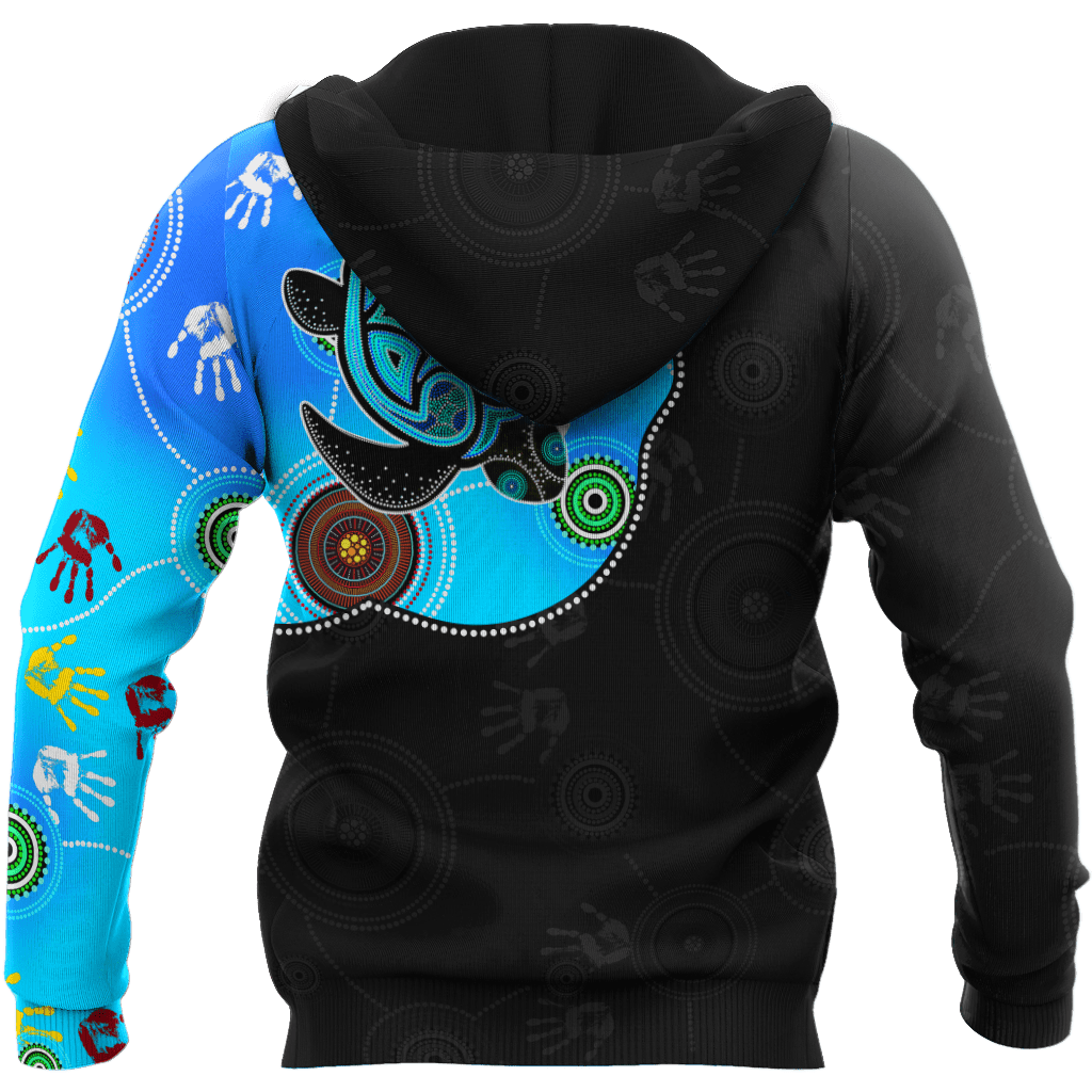 Aboriginal Art Blue Style Turtle Dreaming Paintings 3D design shirts