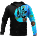 Aboriginal Art Blue Style Turtle Dreaming Paintings 3D design shirts