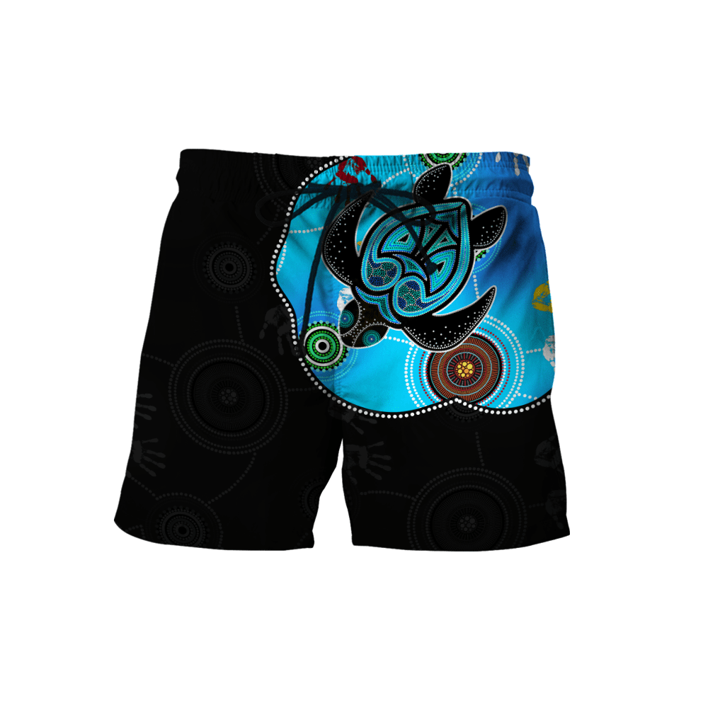 Aboriginal Art Blue Style Turtle Dreaming Paintings 3D design shirts